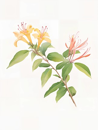金银花数字艺术 中草药插画素材免费下载指南